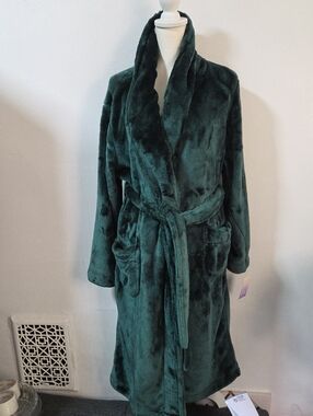 Plush Forest Green Women's Robe - Soft Shawl Collar Bathrobe Size XL/XXL NWT